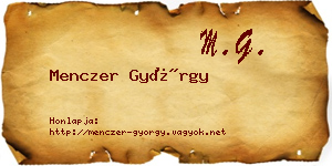 Menczer György névjegykártya